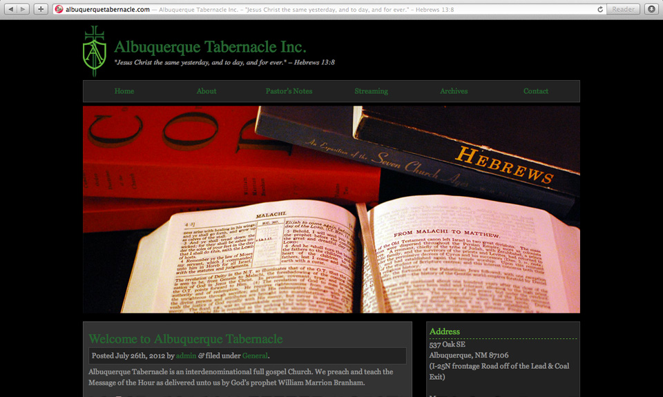Albuquerque Tabernacle Website Design